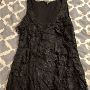 Black lace layered tank top